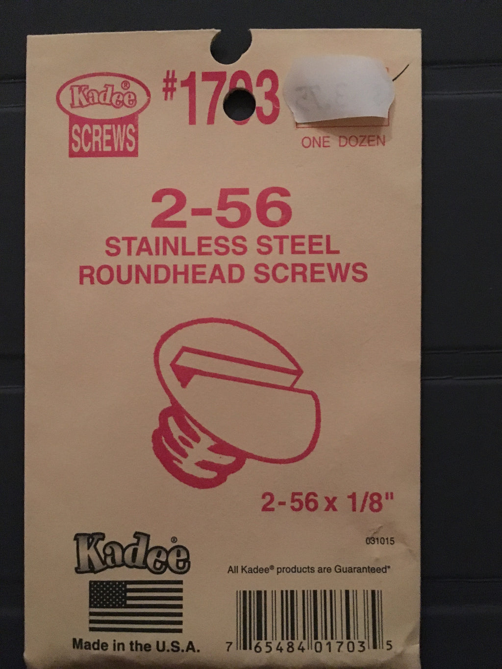 #1703 Screws Stainless Steel 2-56 x 1/8in Kadee