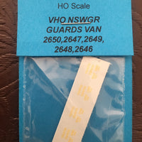 Ozzy Decals Brake Van : VHO NSWGR Guards Van 2650,2647,2649,2648,2646