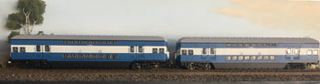 SYDENY ELECTRIC SUBURBAN TRAILERS Blue White HIGH: T 4907 & T4916 Casula Hobbies: RTR : 2 Car 1974 set.