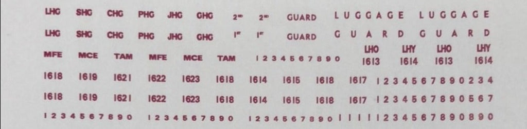 PASSENGER CAR DECAL CHSK 51Y - Ass, codes & car No's of LHG, SHG, CHG ...