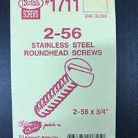 #1711 (2-56 x 3/4) Stainless Steel Roundhead Screws