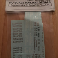 SOAK 79: Decal HO Scale: “Commonwealth Railways” “CR” Logo,s - Value Pk.