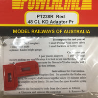 P1238R POWERLINE Parts 48 Class loco kadee adaptors in RED 1 pair.