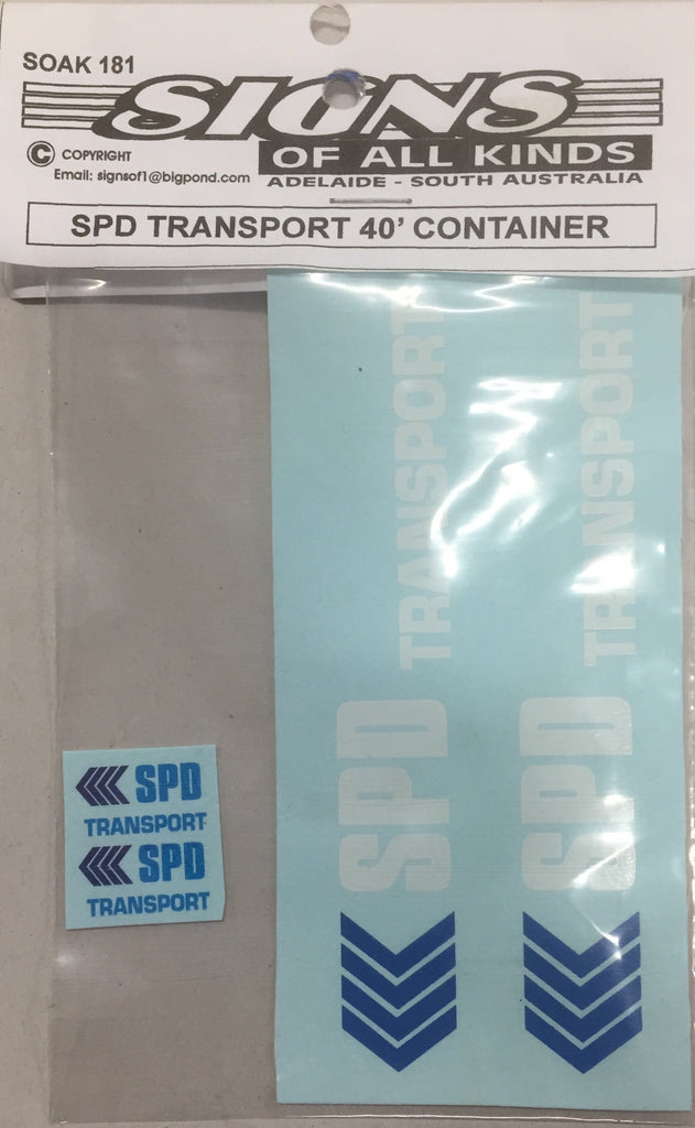 SOAK 181 SPD 40ft CONTAINER TRANSPORT DECAL | Casula Hobbies