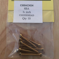 8BA CHEESEHEAD 3/4 inch BRASS SCREWS Qty 10