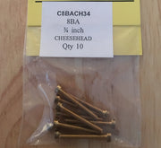 8BA CHEESEHEAD 3/4 inch BRASS SCREWS Qty 10