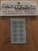116 HO DECAL for THE NEW OVERLAND PASSENGER CAR LOGO 10 PER PK.  - SOAK