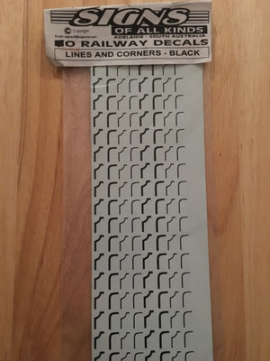 SOAK  98 DECAL O Scale "Lining & Corners" in "BLACK" suit all Loco's steam & diesels + passenger cars HO