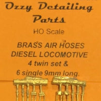 AIR HOSE #64.1 - AIR HOSES - 4 TWIN, 6 SINGLE 9 mm long NSWR Diesel Locomotive, Ozzy Brass