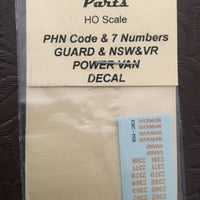 PHN OZZY PASSENGER CAR DECAL : PHN Ozzy Decals: PHN Code & 7 Numbers: Guard & NSW VR Power Van