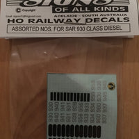 SOAK 68 DECAL for Assorted Nos for SAR 930 class diesels Locomotives