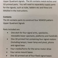 GORDON BOX MODELS NSWGR Pattern Upper Quadrant Signal kit, four pack set, will make up four signals (4)