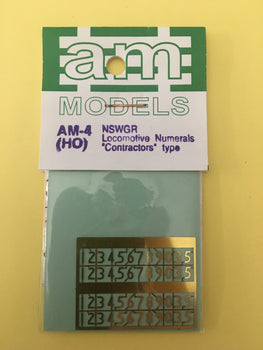 AM-04 NSWGR Standard Loco Numeral-"Contractors" type - Etch Brass - AM Models