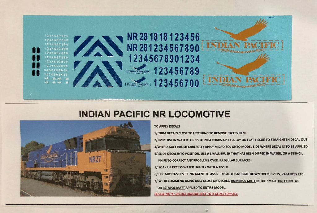 SOAK 218 NR INDIAN PACIFIC LOCOMOTIVE LIVERY IN YELLOW / BLUE DECAL