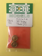 O Scale OLS-01 NSWGR 20” Trolley Wheels (2) O scale model detailing parts - AM Models