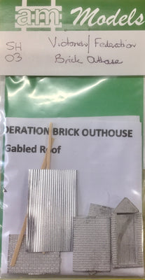 AM Models : SH03 VICTORIAN-FEDERATION BRICK OUTHOUSE KIT WITH GABLED ROOF.