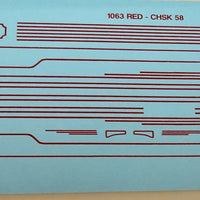 CHSK58 DECAL C38 Ozzy Decals: C38 "RED" Lining for NSWGR C38 STREAM LINED AND STANDARD LOCOMOTIVE.