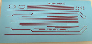 CHSK58 DECAL C38 Ozzy Decals: C38 "RED" Lining for NSWGR C38 STREAM LINED AND STANDARD LOCOMOTIVE.