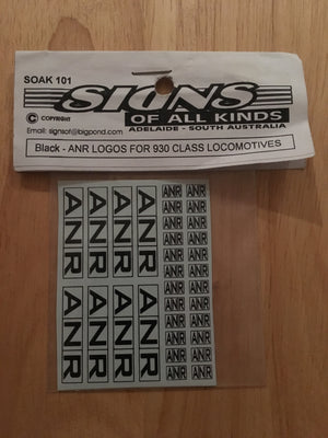 SOAK 101 Decal for ANR logos for 930 class loco in Black HO