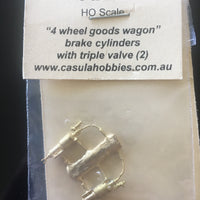 Brake Cylinder #1 with Triple Value for NSWGR 4 Wheel Goods Wagons (2 off), - #1. Ozzy Brass :