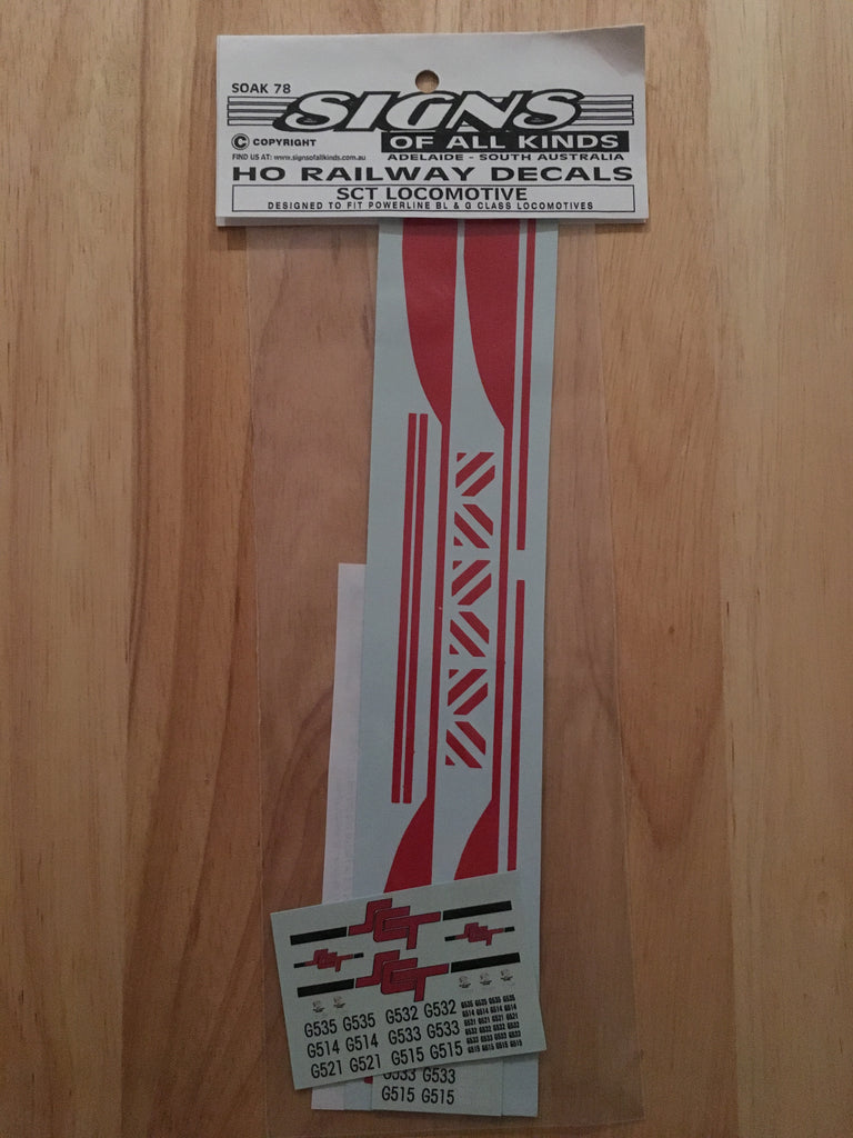 SOAK 78 DECAL for SCT G Class Locomotive, SCT LIVERY, HO | Casula Hobbies