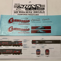 252 SOAK DECAL 'NEW' CRAWFORDS FREIGHTLINES locomotive  Livery HO