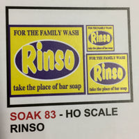 083 HO DECAL BILLBOARD SIGNS "RINSO" - SOAK