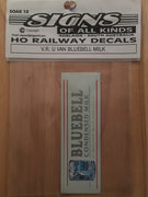 010 HO DECAL for U VAN Vic, Rail "BLUEBELL MILK"  - SOAK