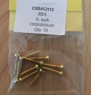 8BA CHEESEHEAD 1/2" inch BRASS SCREWS Qty 10