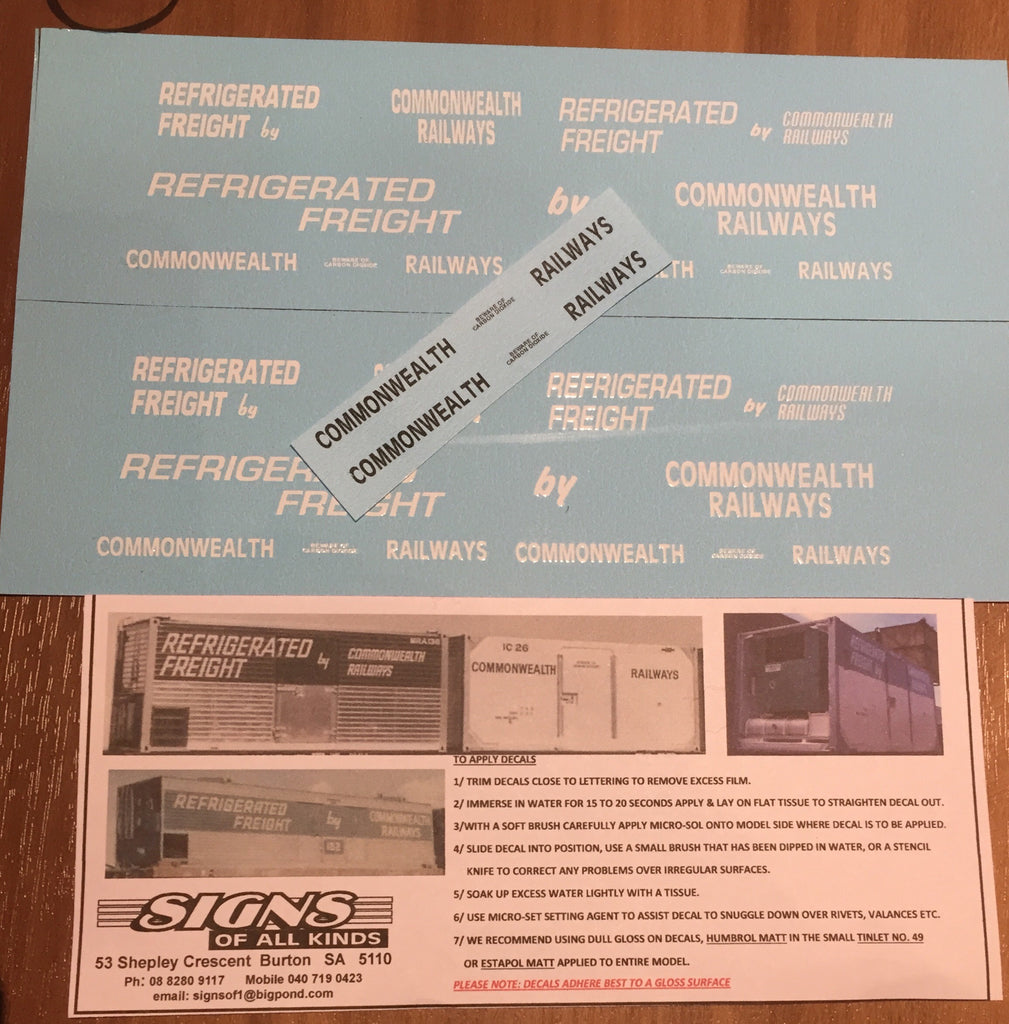 SOAK 220 HO Container Decal 20ft & 40ft with REFRIGERATED FREIGHT by C ...