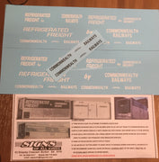 220 SOAK HO Container Decal 20ft & 40ft with REFRIGERATED FREIGHT by COMMONWEALTH RAILWAYS