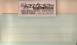 198 SOAK WHITE LINES 219 mm LONG x .5mm, 1mm, 1.5mm, 2mm