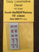 Ozzy Decals: Locomotive Decal: South Maitland Railway 10 Class "Red" SMR Pty Ltd