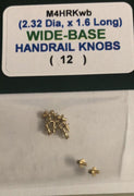 Handrail Knobs Brass size 1.6 mm long with WIDE-BASE RIM 2.32 Dia - (12) use .45mm wire MARKITS-Ozzy * M4HRKwb *  **