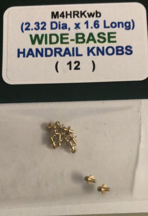 Handrail Knobs Brass size 1.6 mm long with WIDE-BASE RIM 2.32 Dia - (12) use .45mm wire MARKITS-Ozzy * M4HRKwb