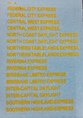 #56 TRAIN NAMES for Air Condition RUB sets: PASSENGER CARS: Ozzy NSWGR Decals: CHSK 56
