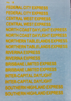 #56 TRAIN NAMES for Air Condition RUB sets: PASSENGER CARS: Ozzy NSWGR Decals: CHSK 56