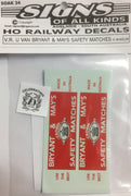 024 HO DECAL for U VAN Vic, Rail "BRYANT & MAYS SAFETY MATCHES"  - SOAK