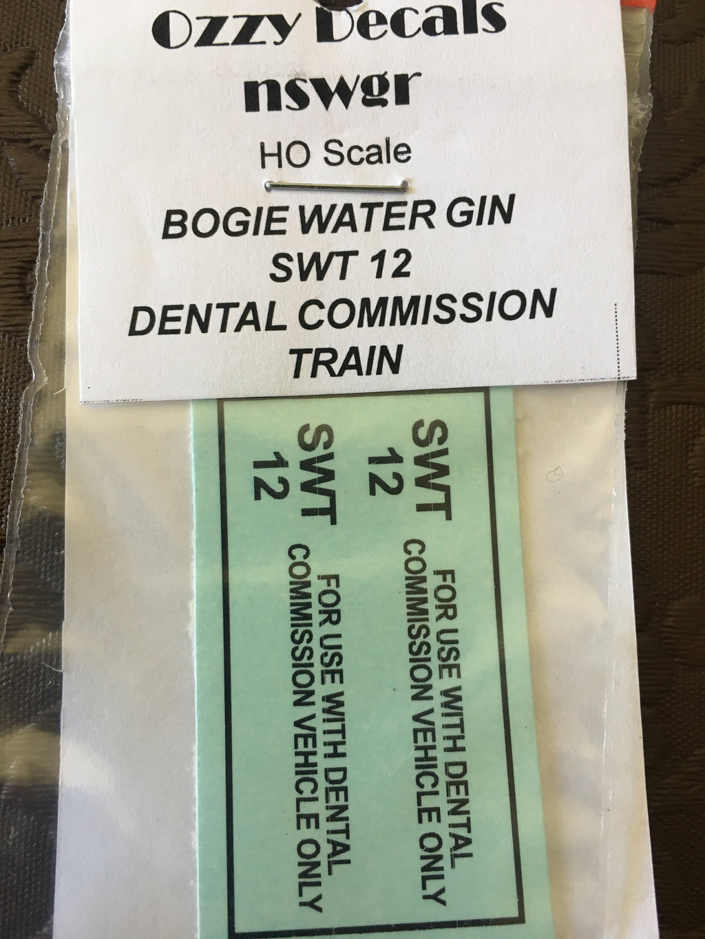 GIN Ozzy Decals: Bogie Water Gin: SWT 12 Dental Commission Train