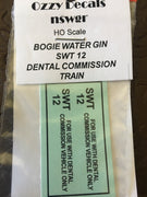 GIN Ozzy Decals: Bogie Water Gin: SWT 12 Dental Commission Train