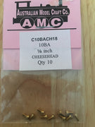 10BA CHEESEHEAD 1/8 inch BRASS SCREWS Qty 10