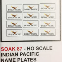 SOAK  88 N scale DECAL for INDIAN PACIFIC coach's name LOGOS 10 per pack N scale