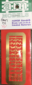 O Scale : OAM 01 NSWGR Standard Brass Locomotive Cab Side Numbers, O Scale model detailing parts AM Models
