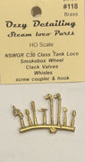 Steam #118 - Detailing parts  can be use on (ARM's K1353 LOCO) Smokebox Spoke Wheel, Clack Valves, Whistle, Front Hook : Ozzy Brass