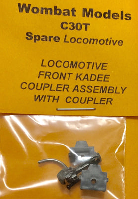 Parts: Wombat models C30T: LOCOMOTIVE FRONT KADEE  COUPLER ASSEMBLY  WITH  COUPLER. ONE SET.