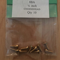 8BA CHEESEHEAD  1/4 inch BRASS SCREWS Qty 10