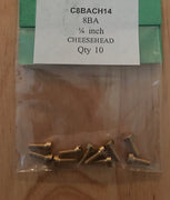 8BA CHEESEHEAD  1/4 inch BRASS SCREWS Qty 10