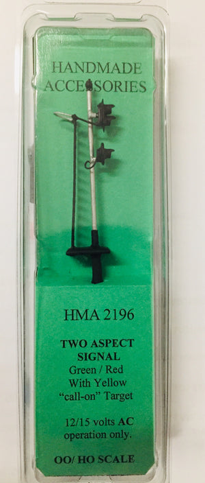 HMA 2196 TWO ASPECT SIGNAL GREEN / RED WITH YELLOW CALL-ON TARGET 12 TO 15 VOLTS "AC OPERATION ONLY" HO HAND MADE ACCESSORIES.