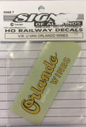 007 HO DECAL for  U VAN SOAK Vic, Rail "ORLANDO WINES" - SOAK