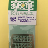 AM Models : AM-3 Standard Locomotive Numerals in Etch Nickel Silver